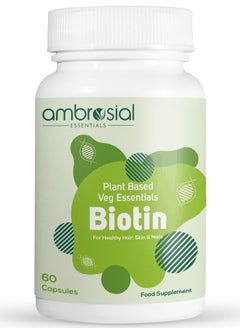 ambrosial Ambrosial Biotin Hair Growth Supplement | Sesbania Agati Plant Based Biotin Supplements| High Strength 2500mcg Biotin Tablets | Hair Skin & Nails Vitamins for Women & Men - 60 Veg Capsules  - Image 1