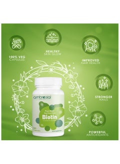 ambrosial Ambrosial Biotin Hair Growth Supplement | Sesbania Agati Plant Based Biotin Supplements| High Strength 2500mcg Biotin Tablets | Hair Skin & Nails Vitamins for Women & Men - 60 Veg Capsules  - Image 2