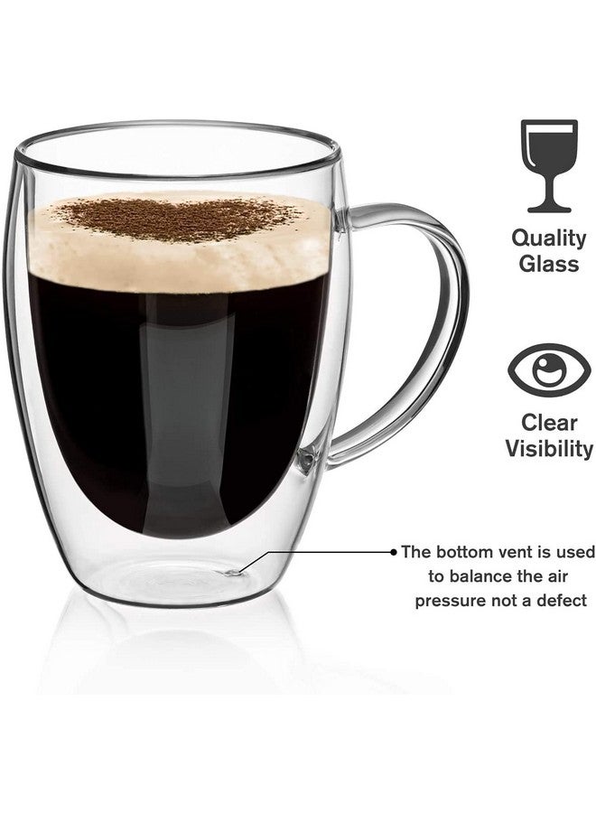 KELVEE Double Walled Insulated Glass Coffee Mugs Set of 1, Double Layer Tea Cups with Handle for Latte, Cappuccino, Espresso, Iced Tea Dishwasher & Microwave Safe (350ml) (1) - Image 3