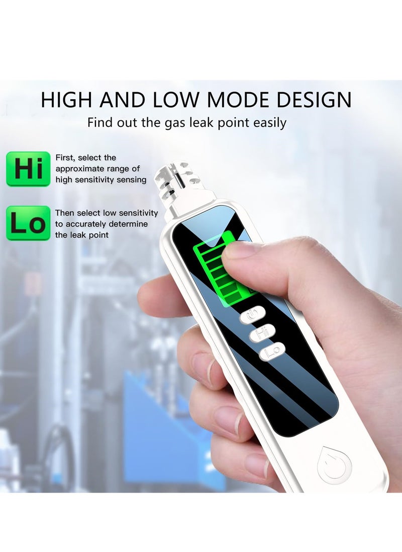 SYOSI Portable Gas Leak Detector, Audible Alarm for Natural Gas, Methane, Hexane, and Propane, Sniffer with Lo Hi Mode, LCD Screen Gas Meter, 2X AAA Battery Powered for Home and Outdoor Use, White  - Image 3