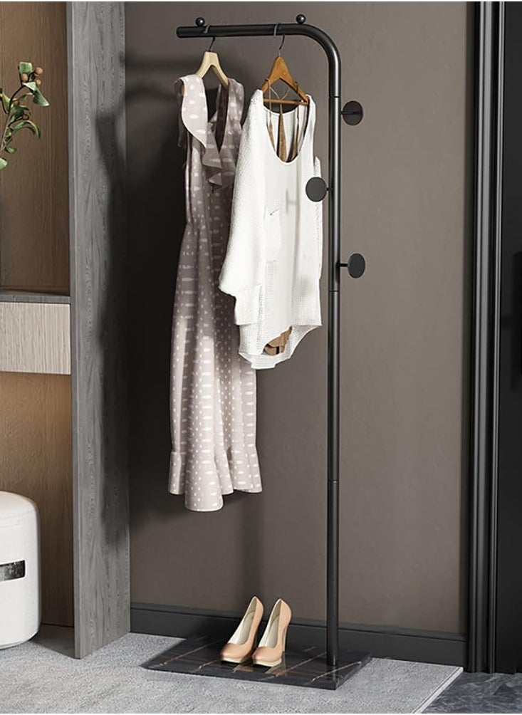 Jorunb - Metal Coat Rack Freestanding, Coat Stand With 3 Hooks,Black Clothing Rack with Natural Marble Base, Modern Clothes Rack for Entryway, Living Room,Bedroom, Office (Black) - Image 1