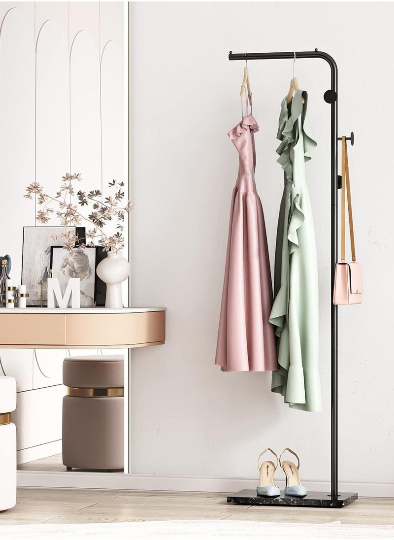 Jorunb - Metal Coat Rack Freestanding, Coat Stand With 3 Hooks,Black Clothing Rack with Natural Marble Base, Modern Clothes Rack for Entryway, Living Room,Bedroom, Office (Black) - Image 1