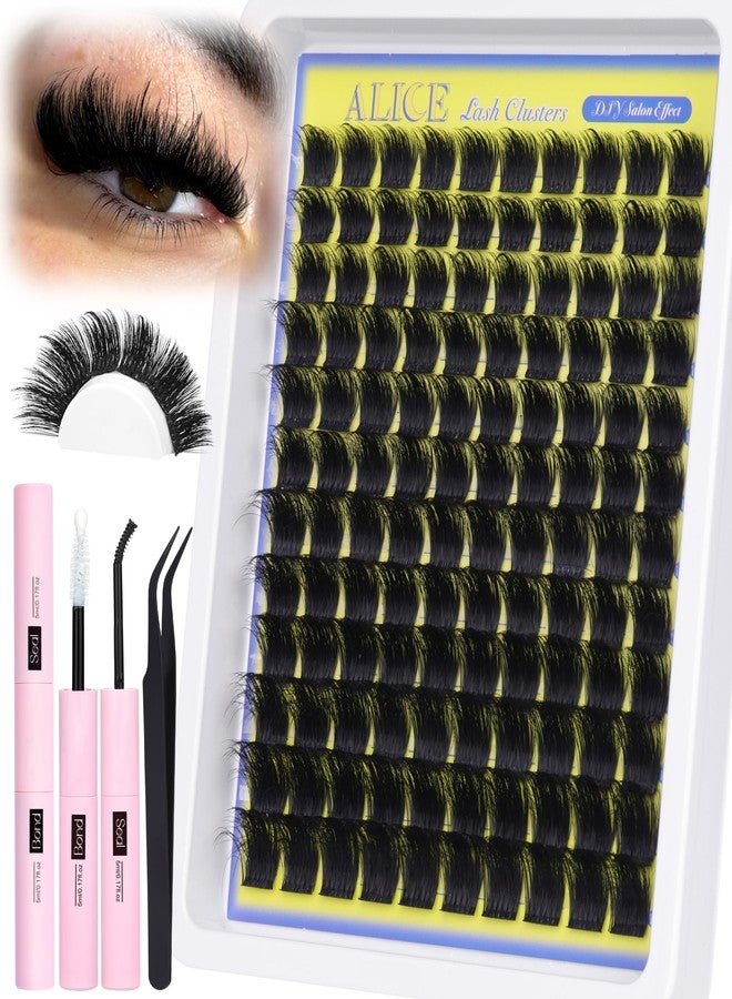ALICE Lash Clusters Kit - 200D Russian Thick Eyelash Clusters Kit (Wispy & Spiky) - Lash Extension Kit with Lash Bond and Seal, Tweezers, Reusable Eyelash Clusters for Dramatic Volume Makeup - Image 2