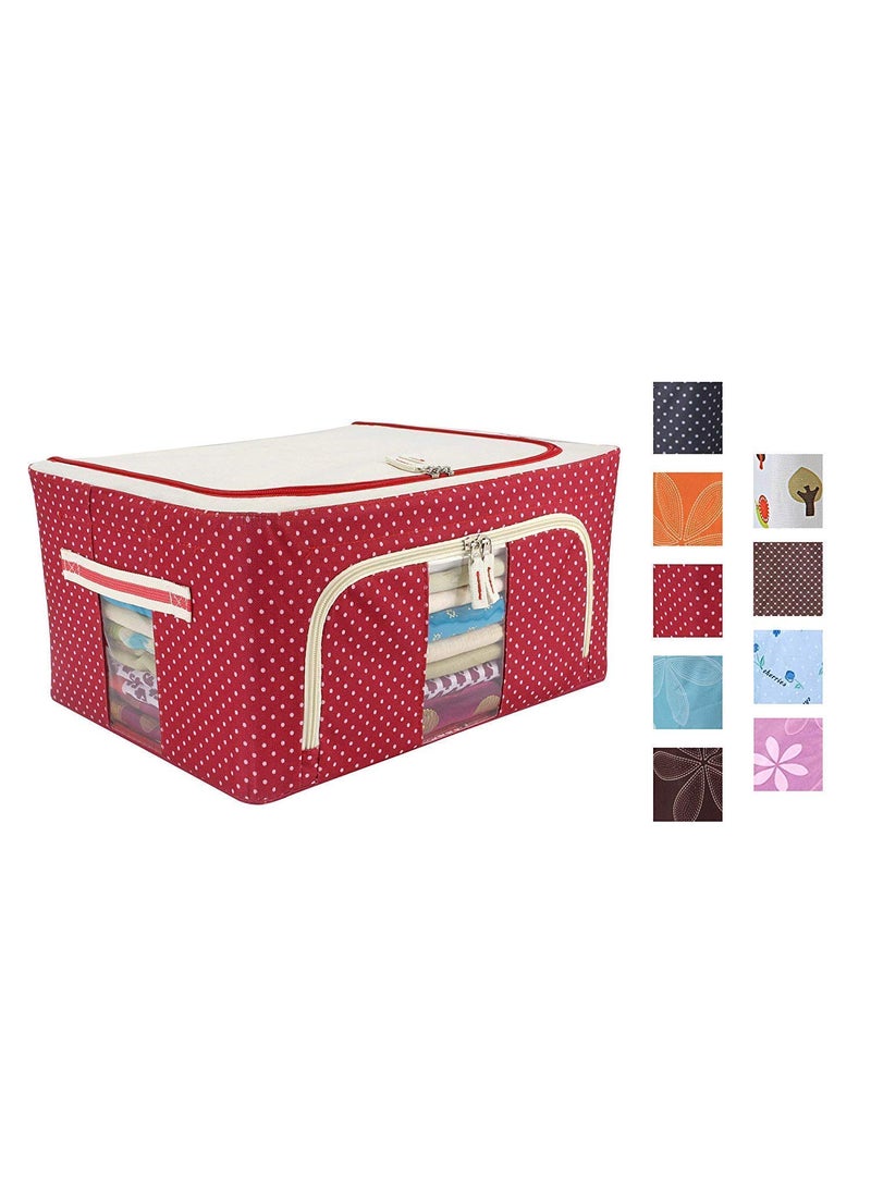 VEDHAK VEDHAK Fabric Clothes Storage Box for Wardrobe Cloth Saree Towel Blanket Foldable Organizer Bag with Steel Frame Top and Front Zipper Open Bags 66L  - Image 2