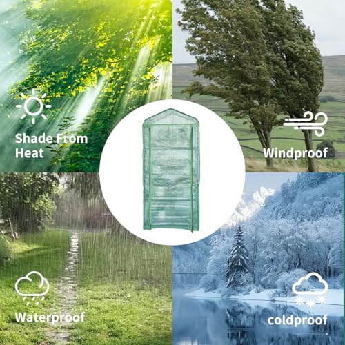 GreenGiggle 4 Tier Mini Indoor Greenhouse,27"x19"x62" Greenhouse for Indoors&greenhouses for Outdoors with PE Cover and Roll-Up Zipper Door - Image 4