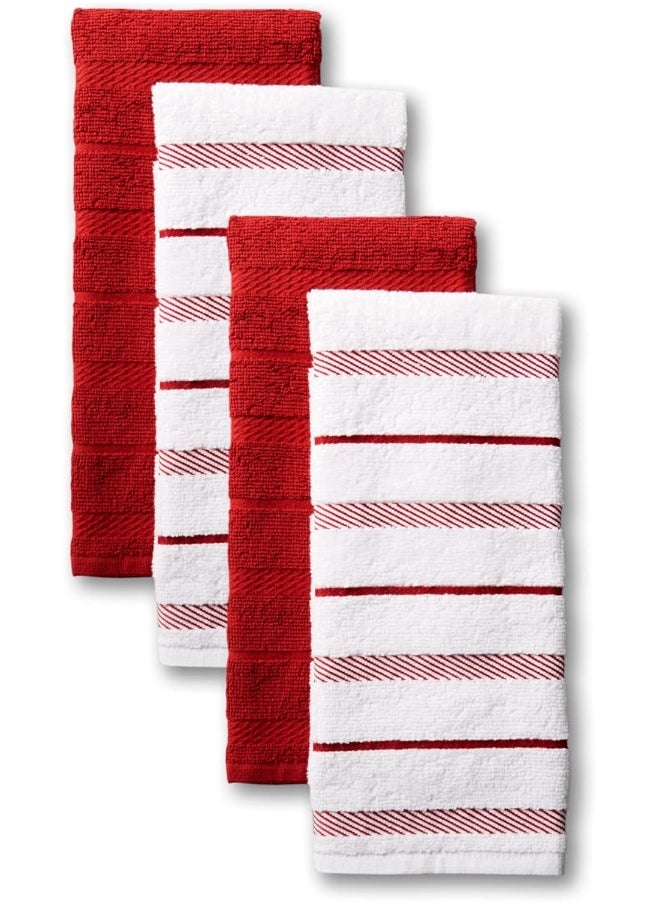 KitchenAid KitchenAid Albany Kitchen Towel 4-Pack Set, Cotton, Passion Red/White, 16"x26"  - Image 1