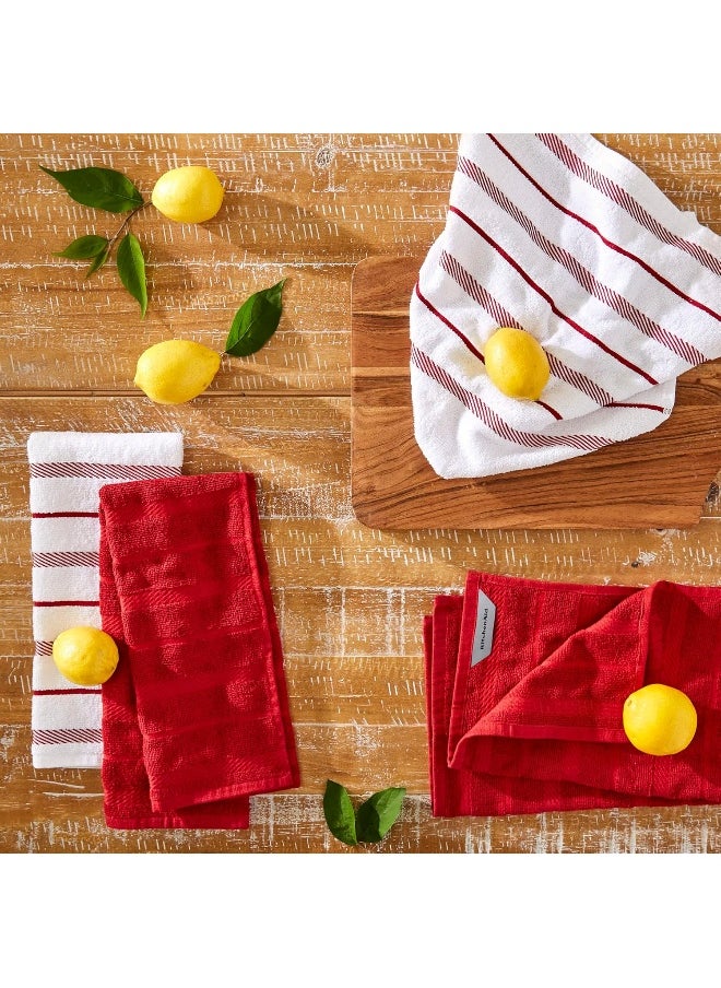 KitchenAid KitchenAid Albany Kitchen Towel 4-Pack Set, Cotton, Passion Red/White, 16"x26"  - Image 2
