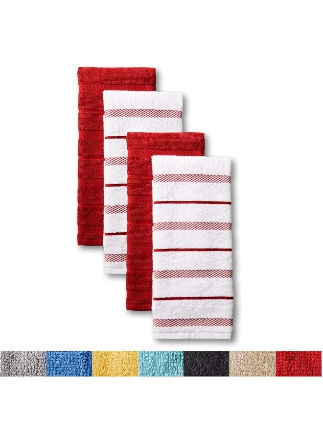 KitchenAid KitchenAid Albany Kitchen Towel 4-Pack Set, Cotton, Passion Red/White, 16"x26"  - Image 5