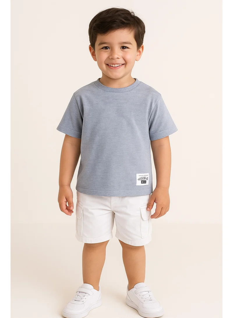 victor and jane Junior Boys Ribbed Cotton T-Shirt- Grey