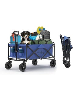 YumLock Folding Camping Multi Function Outdoor Wagon Shopping Cart & Bags & Trolleys - (Blue)  - Image 1