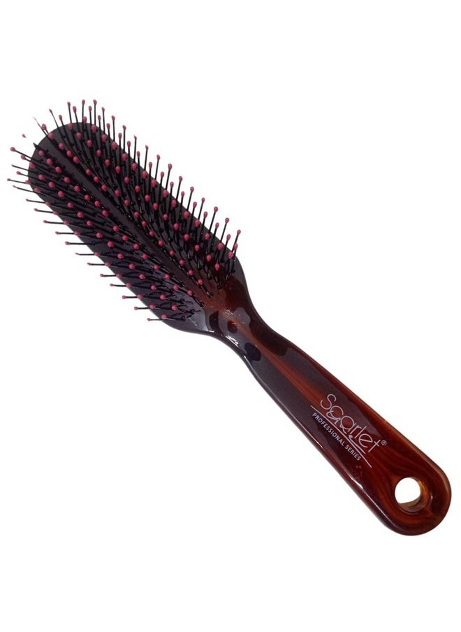 Scarlet Line - Small Brush With Soft Nylon Ball Tips Bristles For Thick Curly Straight Thin Long Short Wet Dry Hair For Men Women_Pink - Image 1
