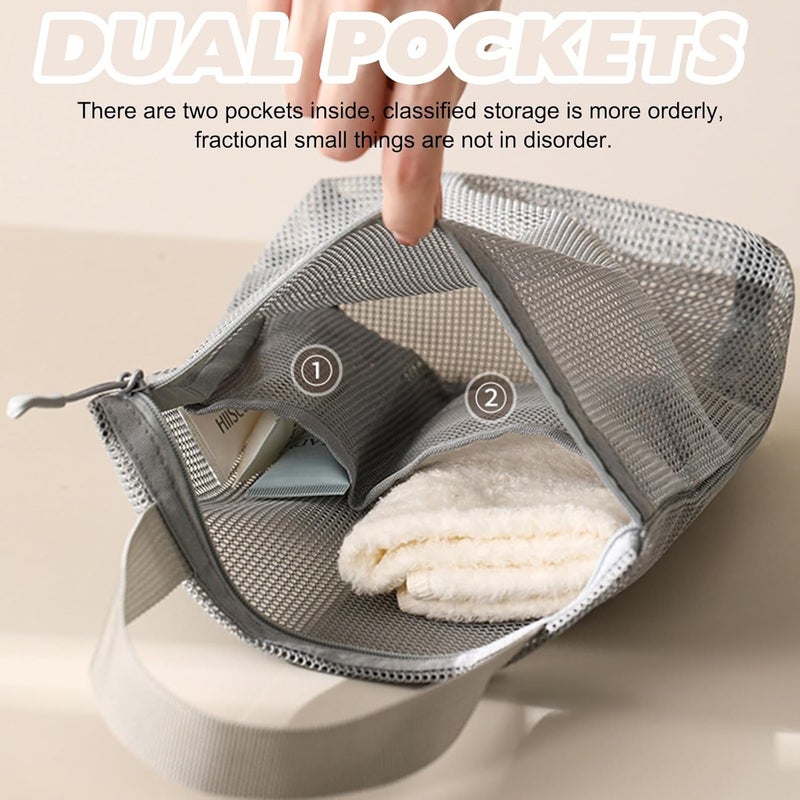 KASTWAVE All consumer tier purchase options Portable Mesh Shower Caddy Bag with 3 Quick-Dry Pockets, Travel Toiletry Organizer for Bathroom, Gym, Dorms, Camping, Swimming – Lightweight Durable Hanging Toiletry Storage Pouch Easy handling optimized design - Image 3