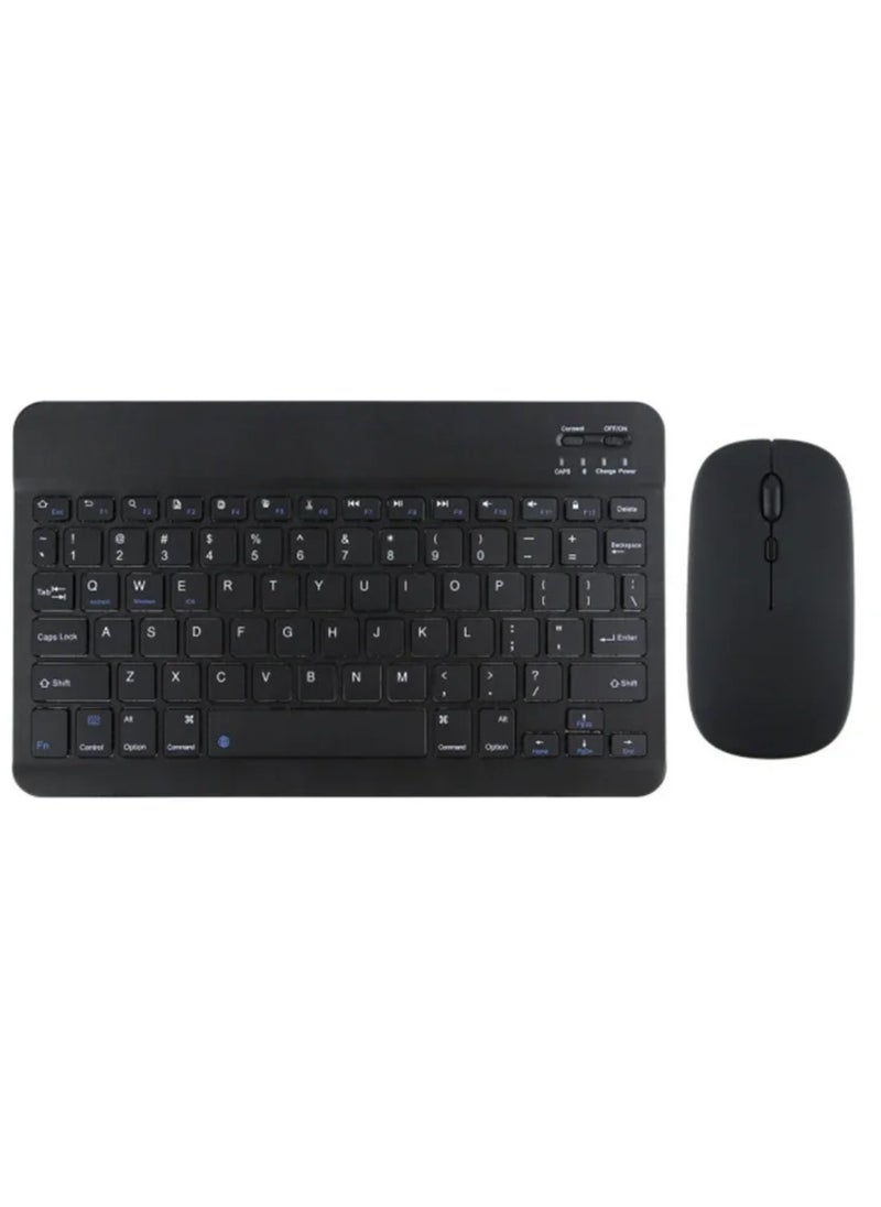 Yuwell - Universal Portable Rechargeable Mini Wireless Keyboard And Mouse Combo For Tablet Mobile Phones iPhone IOS Android And Windows Phones Black - Image 1