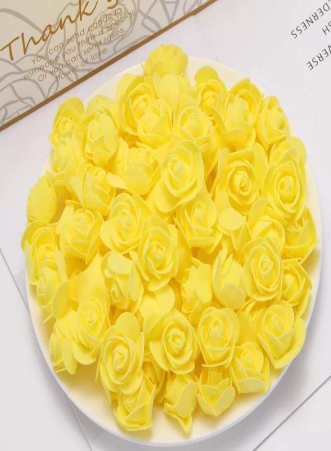VRB Dec™ (50 pcs Artificial Foam Flowers Fake Foam Water Floating Flowers for Pooja Thali, Festival and Events, Home, Table, Badroom, Pooja Room, Diwali Decoration Items and DIY Craft (Yellow, 50) - Image 2