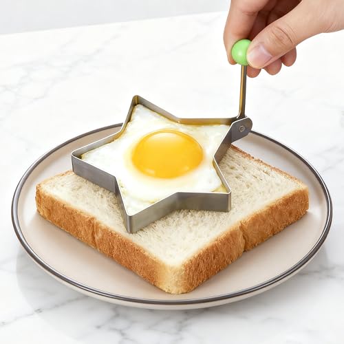 SWETON Egg Molds Egg Shaper Egg Ring Pancake Maker with Handle-6PCS - Image 4