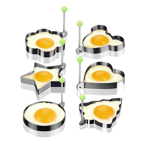SWETON Egg Molds Egg Shaper Egg Ring Pancake Maker with Handle-6PCS - Image 1