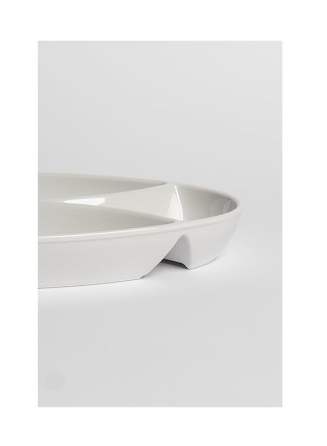 Melamine Divided Oval Serving Plate 15 * 30 cm Multi Use for Nuts, Desserts, Sauces and Snacks - White, Easy to Store & Break Resistant | Break-resistant Melamine Divided Plate - Image 5