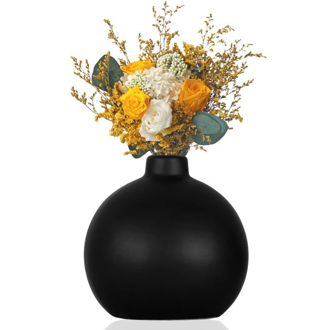 BLACK CERAMIC VASE SMALL CUTE FLOWER VASE FOR FLOWERS PLANTS MATTE VASES FOR MODERN TABLE SHELF HOME DECOR WEDDING BOHO DECOR CERAMIC VASE FOR PAMPAS GRASS FLUFFY STEM BOUQUET FLOWERS