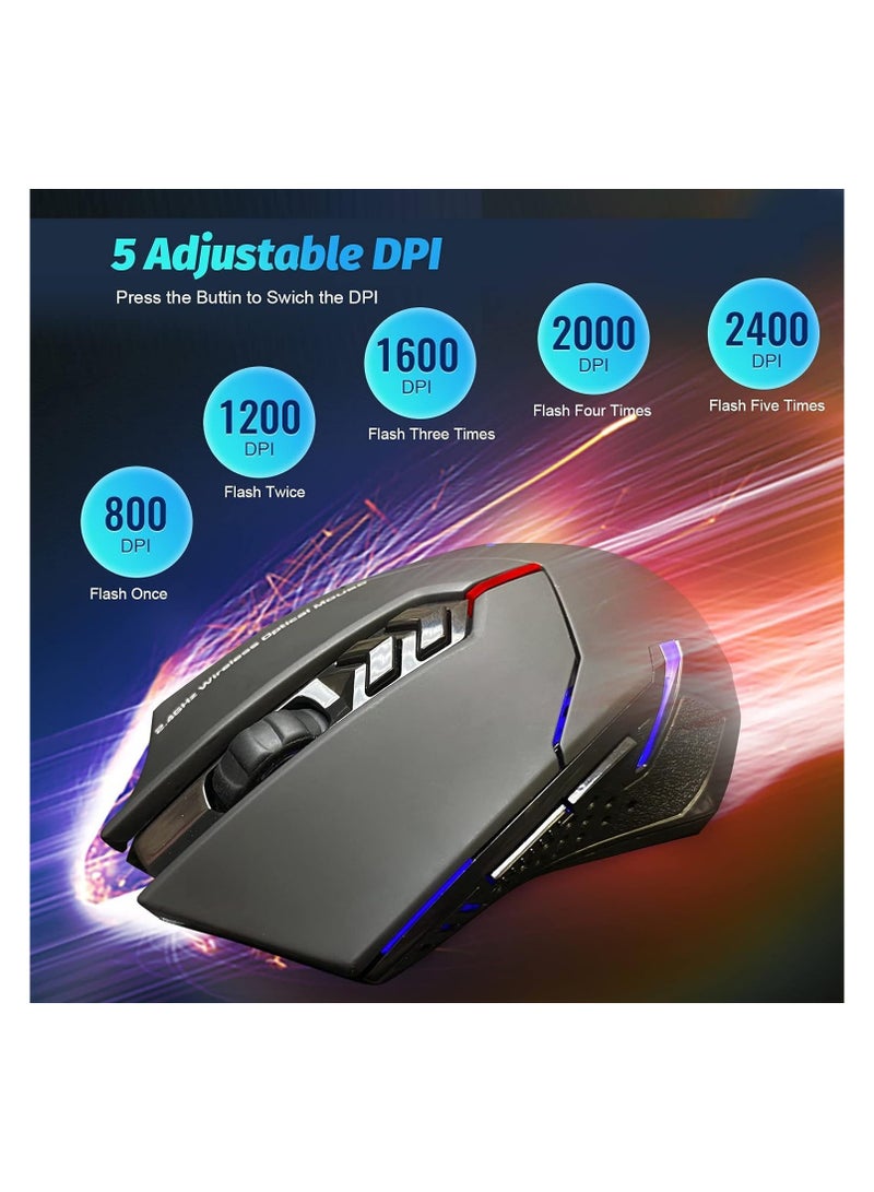 سكاي تاتش ماوس العاب لاسلكي بنقرة صامتة 5 قيم DPI ، زرين جانبيين قابلين للبرمجة، اضاءة خلفية - Image 2