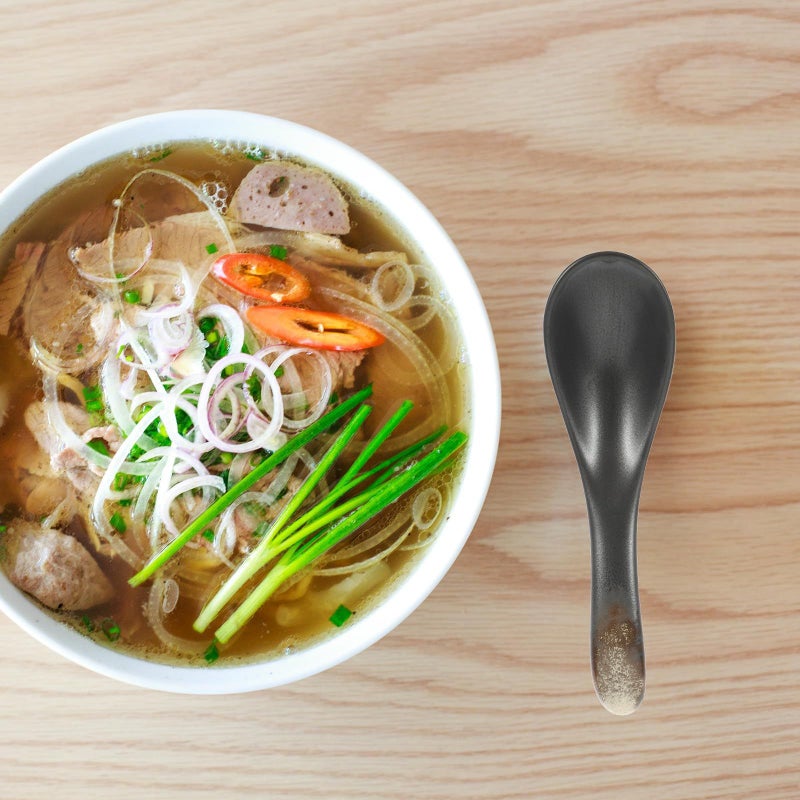 Ceramic Soup Spoons 4 Pack Short Handle Marble Pattern Porridge Spoons for Dining - Image 4