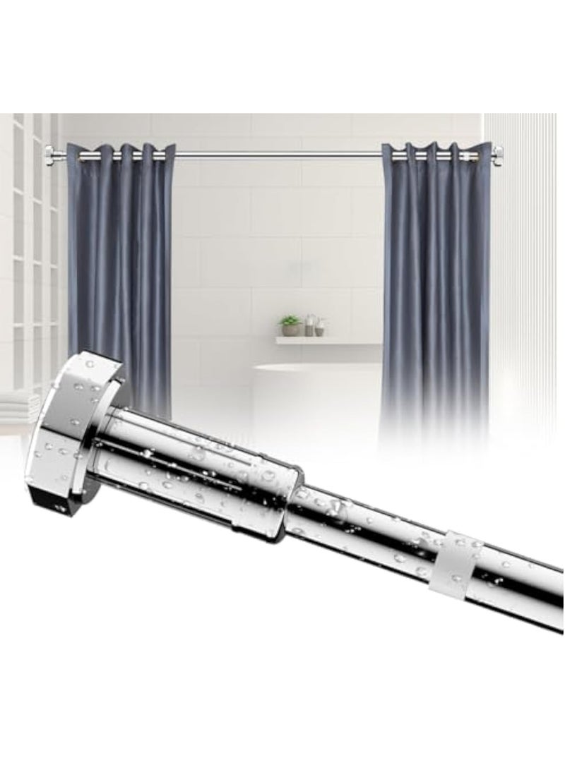 Arabest Shower Curtain Rod 130cm-230cm Adjustable Telescopic Curtain Rod Extendable Non-Slip Spring Tension Shower Pole Wardrobe Hanger Rod for Bathroom Window Kitchen Cupboard, No Drilling Easy to Install - Image 1