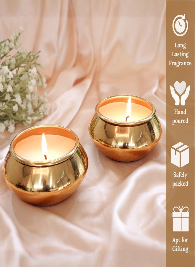 BEHOMA Pebble Pot Metal Scented Candle Set | Gold Decorative Romantic Jar Candles Bowls for Home Décor | Luxury Festive Gifting Living Room Table Décor | Christmas Valentine Gifts (Set of 2) - Image 5