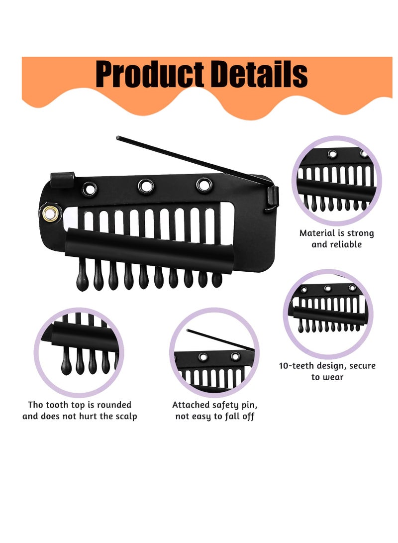 12 قطعة شوني كليبس مع شعر مقلم ممتد، قصاصات شعر معدنية على شكل حرف U، قصاصات شعر معدنية مرنة، أسود، بني، ذهب، فضة - Image 3