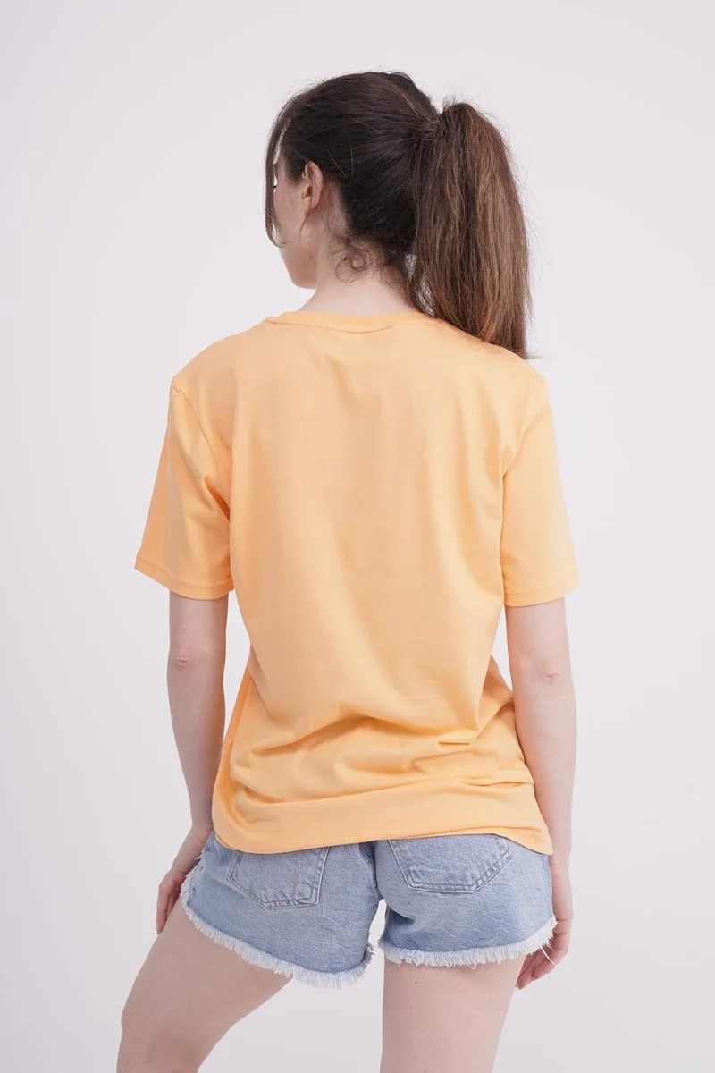 ذا سوكس كومباني Palm Tree Embroidered Crew Neck Orange Unisex T-Shirt