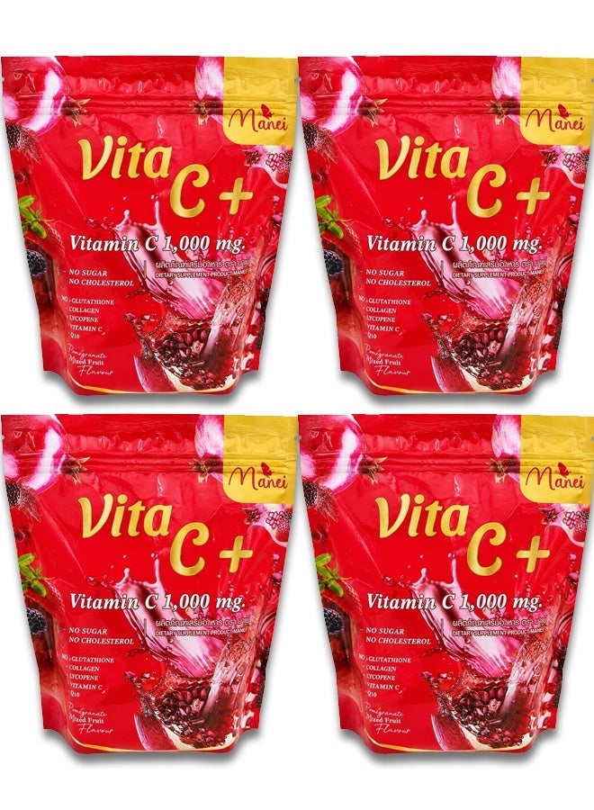 VITA C Original Vita C+ 1000mg - No Sugar No Cholestrol - Effervescent Vitamin C Drink – Antioxidant Support for Energy and Skin Health - 4 Pcs