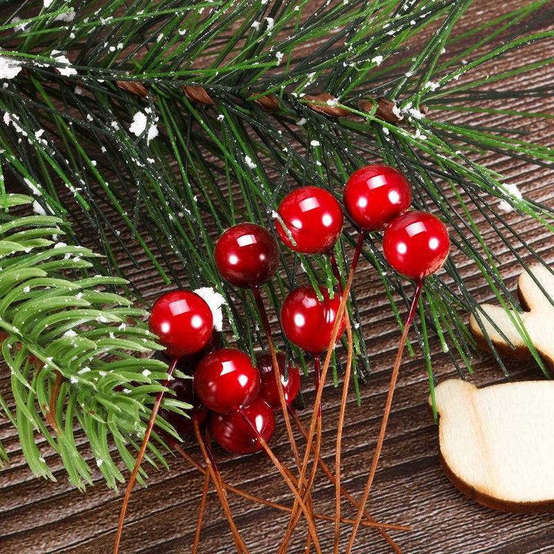 BBTO BBTO Artificial Holly Berries  100 Pieces Mini 10 mm Fake Berries Decor on Wire for Christmas Tree Decorations Flower Wreath DIY Craft Use (Wine Red)  - Image 4