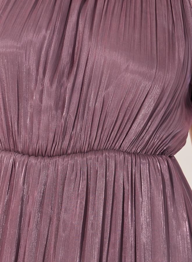 ستايلي فستان ماكسي بقصة - وأكمام بالون سادة بحافة متعددة الطبقات - Image 4