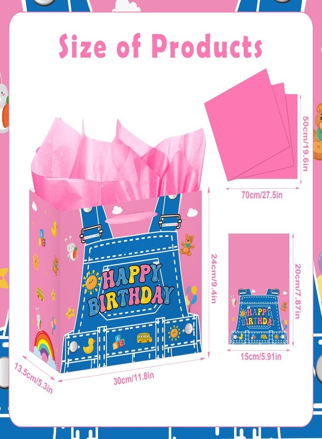 Aposwow Rachell Teacher Birthday Gift Bags - Cartoon English Teacher Goodie Gift Wrapping Paper Bags with Tissue Paper Rachel Girls Rainbow ABC Party Supplies for Birthday Baby Shower Classroom Decor - Image 2