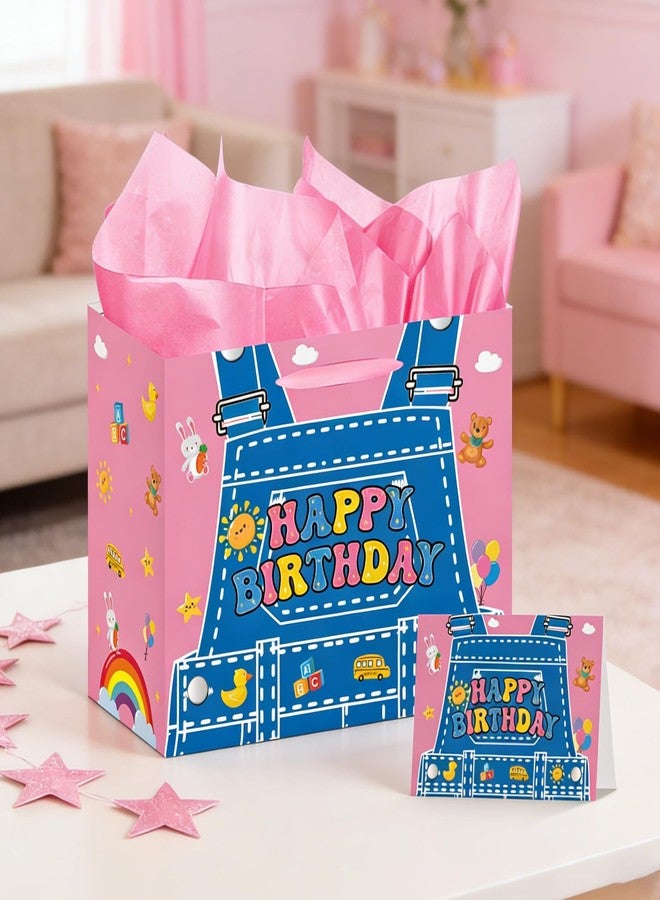 Aposwow Rachell Teacher Birthday Gift Bags - Cartoon English Teacher Goodie Gift Wrapping Paper Bags with Tissue Paper Rachel Girls Rainbow ABC Party Supplies for Birthday Baby Shower Classroom Decor - Image 4
