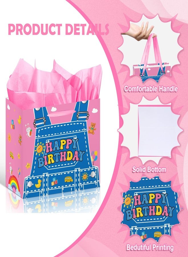 Aposwow Rachell Teacher Birthday Gift Bags - Cartoon English Teacher Goodie Gift Wrapping Paper Bags with Tissue Paper Rachel Girls Rainbow ABC Party Supplies for Birthday Baby Shower Classroom Decor - Image 3