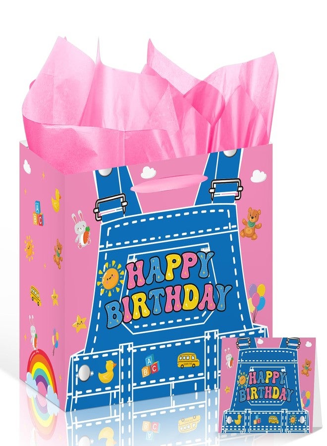 Aposwow Rachell Teacher Birthday Gift Bags - Cartoon English Teacher Goodie Gift Wrapping Paper Bags with Tissue Paper Rachel Girls Rainbow ABC Party Supplies for Birthday Baby Shower Classroom Decor - Image 1