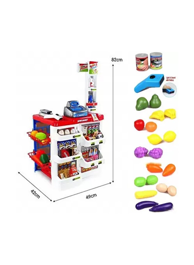 Home Pretend Supermarket Accessories With Trolley Role Play Set Toy For Kids 48x87x52cm - Image 2