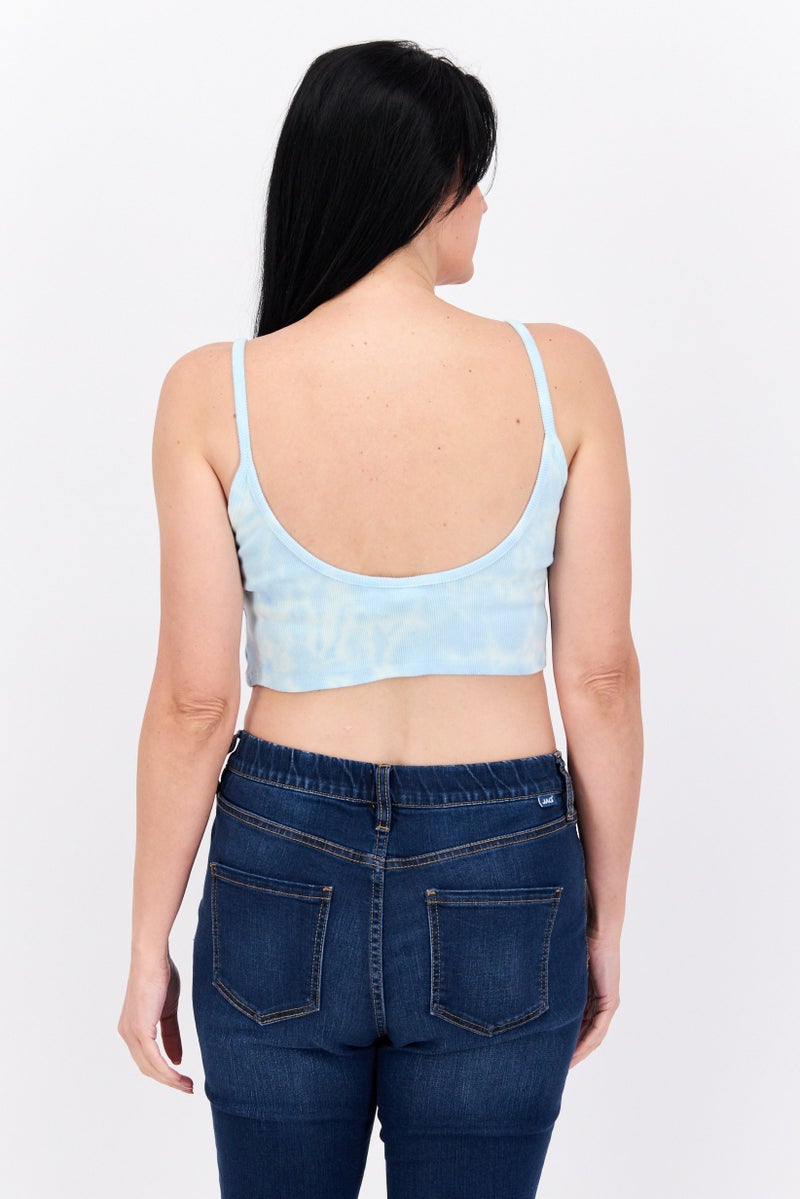QUIKSILVER Women Round Neck Sleeveless Tie-Dye Top, Blue Combo - Image 4