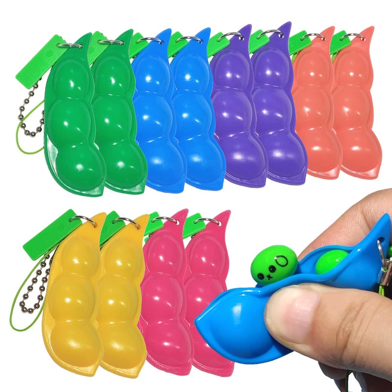Ganjiang 12PCS Squeeze Bean Keychain Fidget Toys for Skin Picking Pea Pod Sensory Fidget ToysStress ReliefParty Favor Toys - Image 4