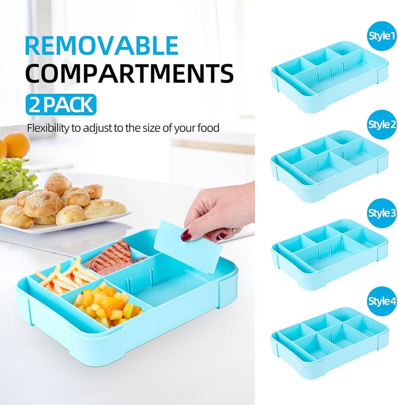 1330ML Bento Lunch Box with 6 Compartments - Leakproof and Reusable - Light Blue - Image 2