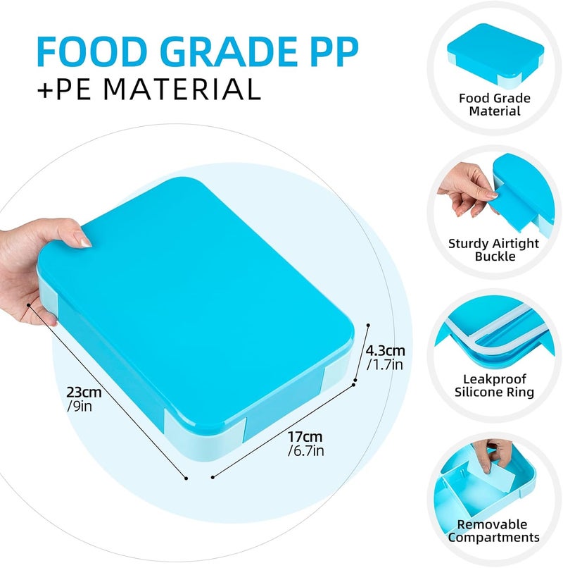 1330ML Bento Lunch Box with 6 Compartments - Leakproof and Reusable - Light Blue - Image 4