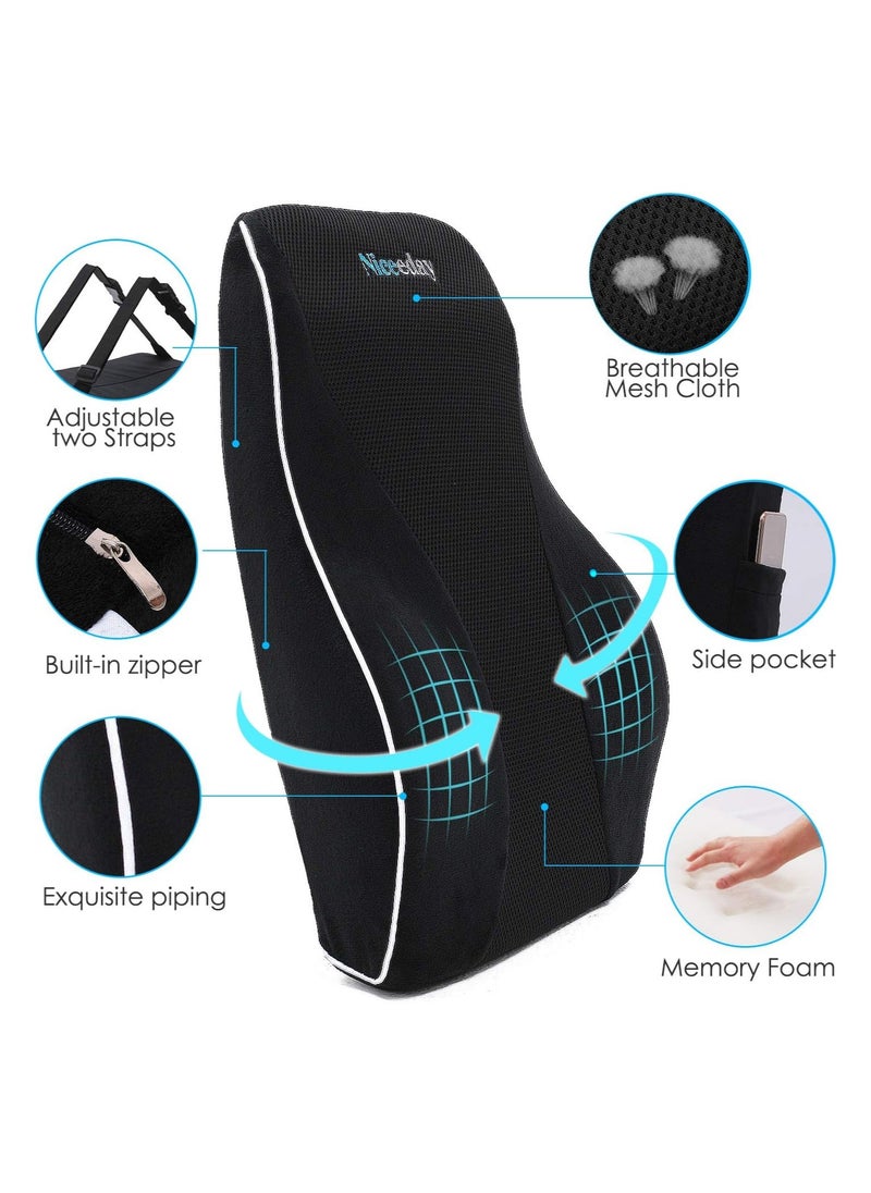 Assafco - Memory Foam Lumbar Support Pillow for Computer/Desk Chair, Car Seat, Gaming Chair - Image 1