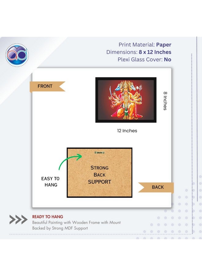 Mad Masters Lord Hanuman Hindu God, All 5 Avatars Bhagwan Painting Photo Frame for Living Room, Bedroom, Home Decor and Wall Decoration (MM 2853, 8x12 Inch, Paper, Without Plexi Glass) - Image 2