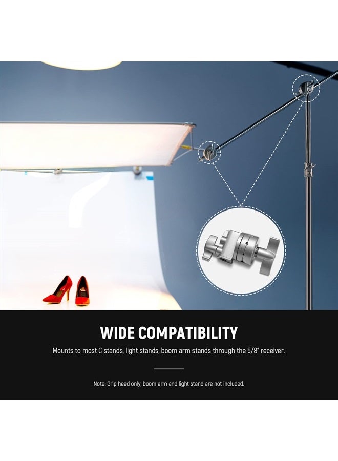 Neewer Multi Functional Heavy Duty 2.5-inch Grip Head Swivel Head Holder Mounting Adapter for Light Stand, Extension Boom Arm and Other Photographic Equipment with 1/2,1/4,3/8,5/8-inch Mount (Silver) - Image 3