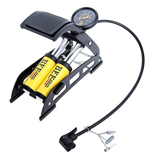 Sagrach Double Barrel Aluminum Body High Pressure Air Foot Inflator Pump with Accurate Pressure Gauge | Multi use Bike Bicycles, Tire, Cars, Inflating Pools, Toy's, Basketballs, Footballs - Image 1