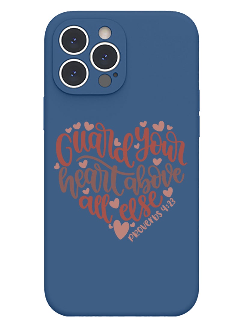 Theodor Protective Slim Fit Case Liquid Silicone Cover with Full Body Protection Anti-Scratch Shockproof Case For iPhone 14 Pro Max Blue  - Guilty of Stealing hearts copy - Image 1