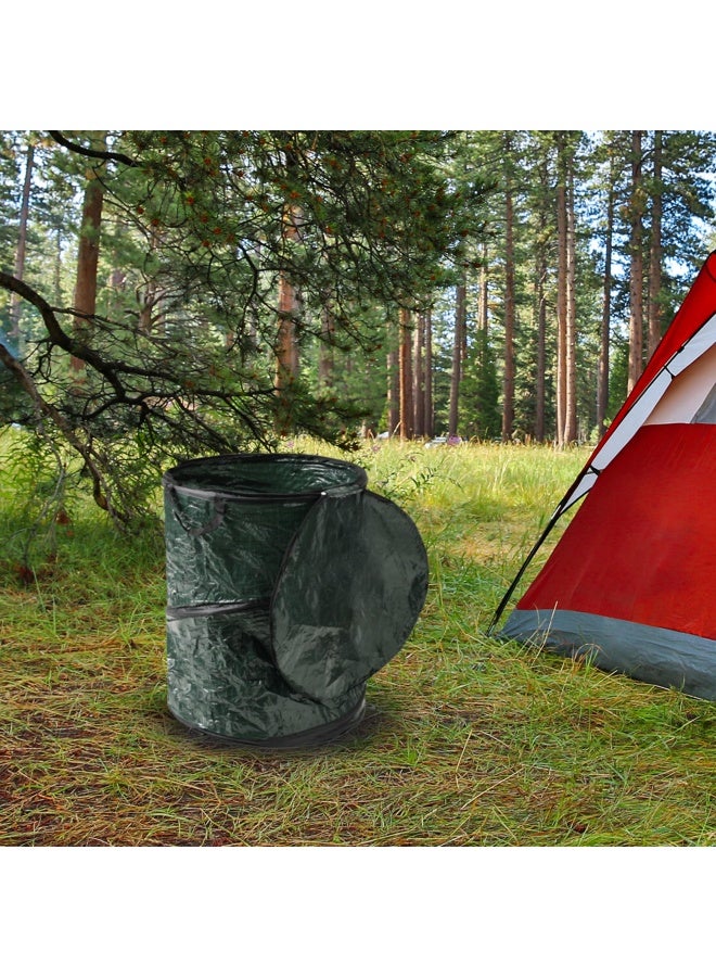 Wakeman Collapsible Trash Can- Pop Up 33 Gallon Trashcan For Garbage With Zippered Lid Outdoors -Ideal For Camping Recycling And More Green  - Image 5