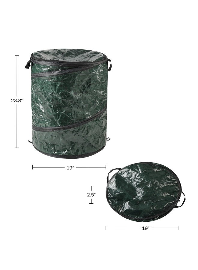 Wakeman Collapsible Trash Can- Pop Up 33 Gallon Trashcan For Garbage With Zippered Lid Outdoors -Ideal For Camping Recycling And More Green  - Image 2