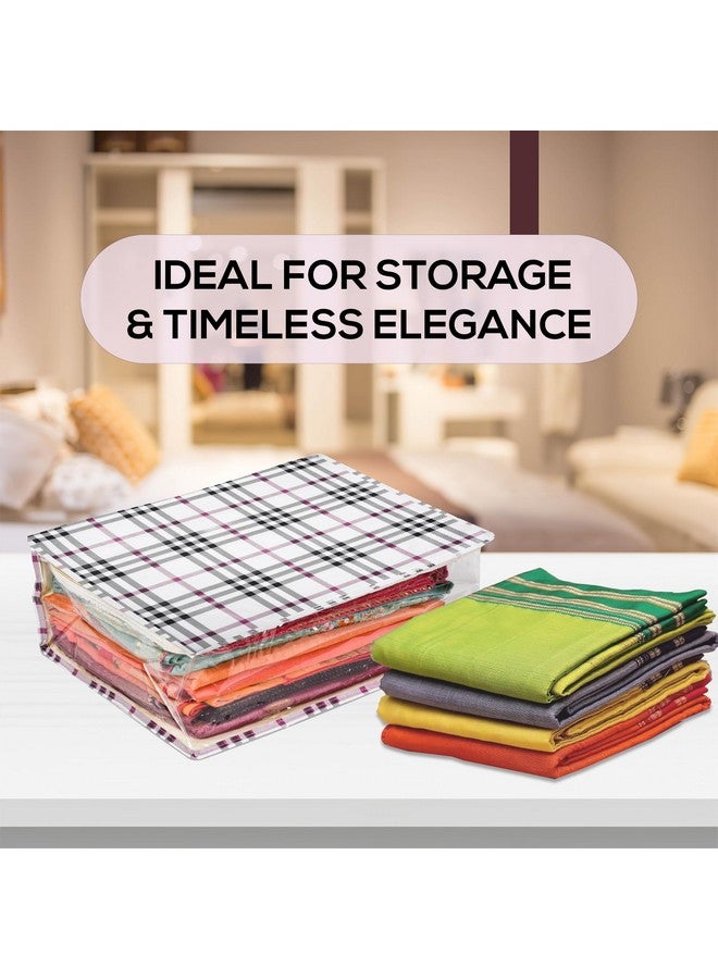 Kuber Industries Kuber Industries Saree Cover | Clothes Storage Bag | Storage Saree Organizer Bag | Zip Closure Saree Cover | Side Transparent Wardrobe Organizer | Check-Design | 6 Inch | Cream - Image 5