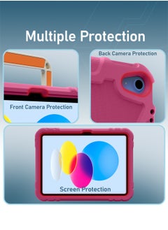 Moxedo Moxedo Rugged Protective EVA Silicone Kids Case Cover, Shockproof Foldable 360 Rotatable Stand Handle Grip with Pencil Holder Compatible for Apple iPad 2022 (10th Gen) 10.9 inch (Rose Pink)  - Image 5