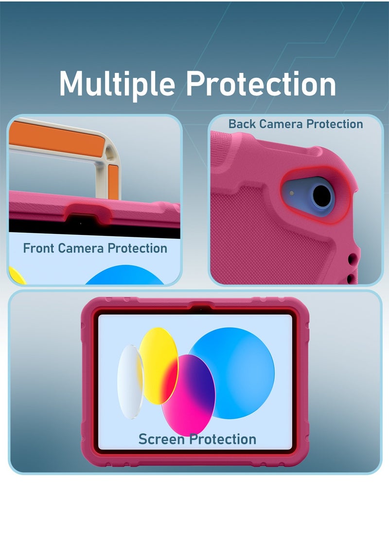 Moxedo Moxedo Rugged Protective EVA Silicone Kids Case Cover, Shockproof Foldable 360 Rotatable Stand Handle Grip with Pencil Holder Compatible for Apple iPad 2022 (10th Gen) 10.9 inch (Rose Pink)  - Image 5